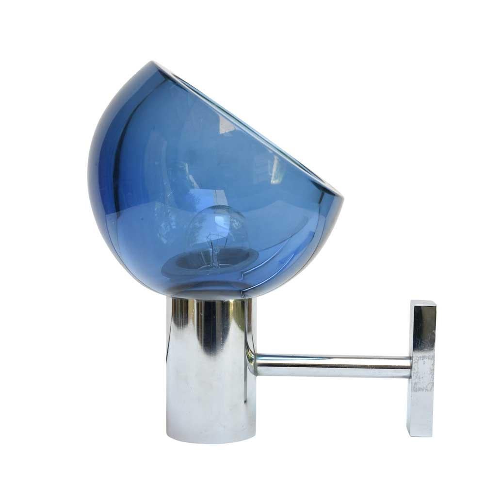 1960s Space Age Transparent Blue Wall Lights by Seguso Murano, Italy In Good Condition For Sale In London, GB