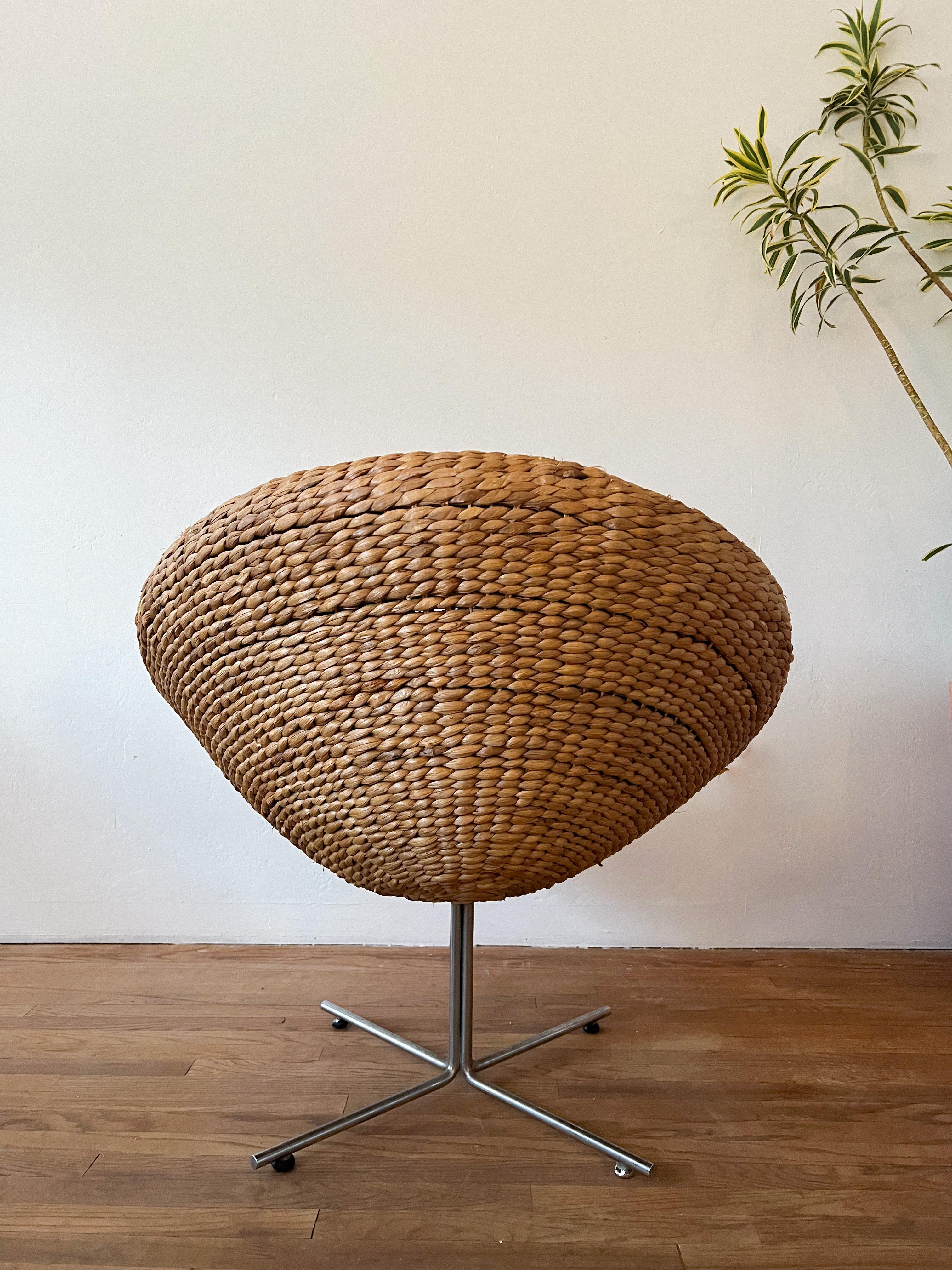 American 1960s Space Age Wicker Pod Chair For Sale