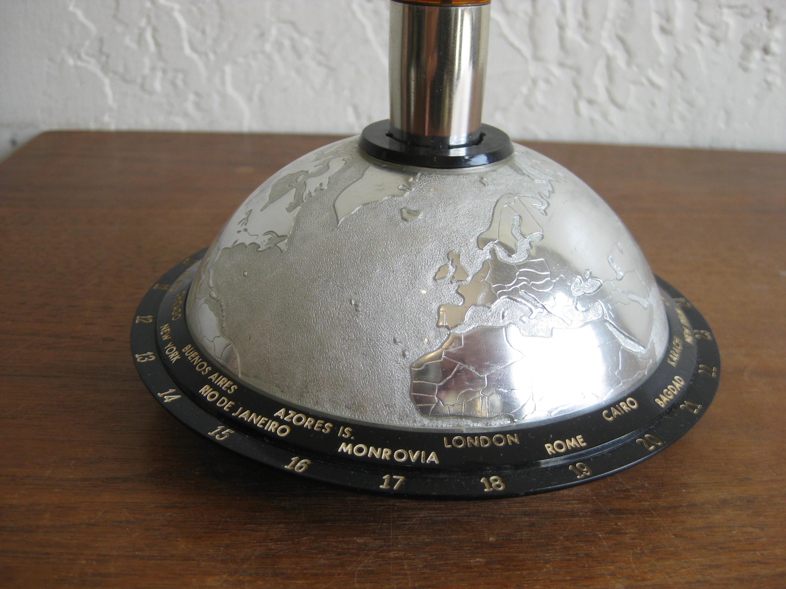 20th Century 1960s Space Age Zenza Bronica Rocket Ship Globe Figural Desk Table Lighter