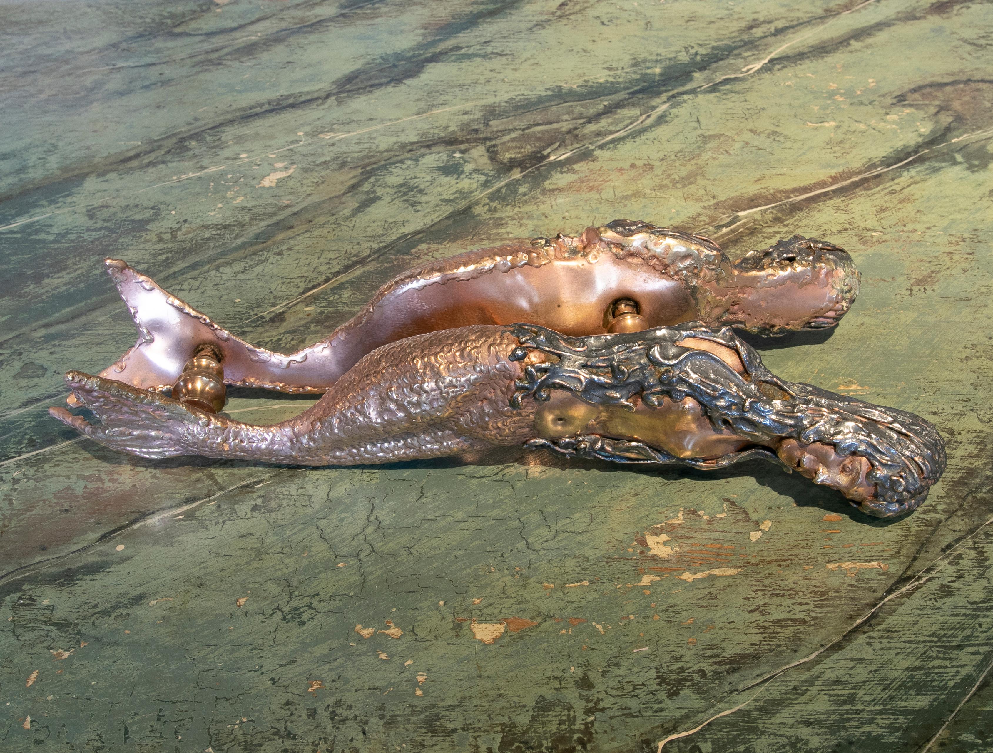20th Century 1960s Spainish Bronze Door Handles in the Shape of Mermaids