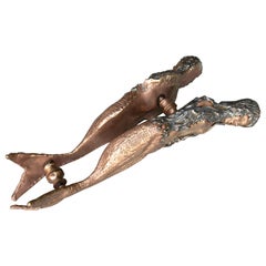 1960s Spainish Bronze Door Handles in the Shape of Mermaids