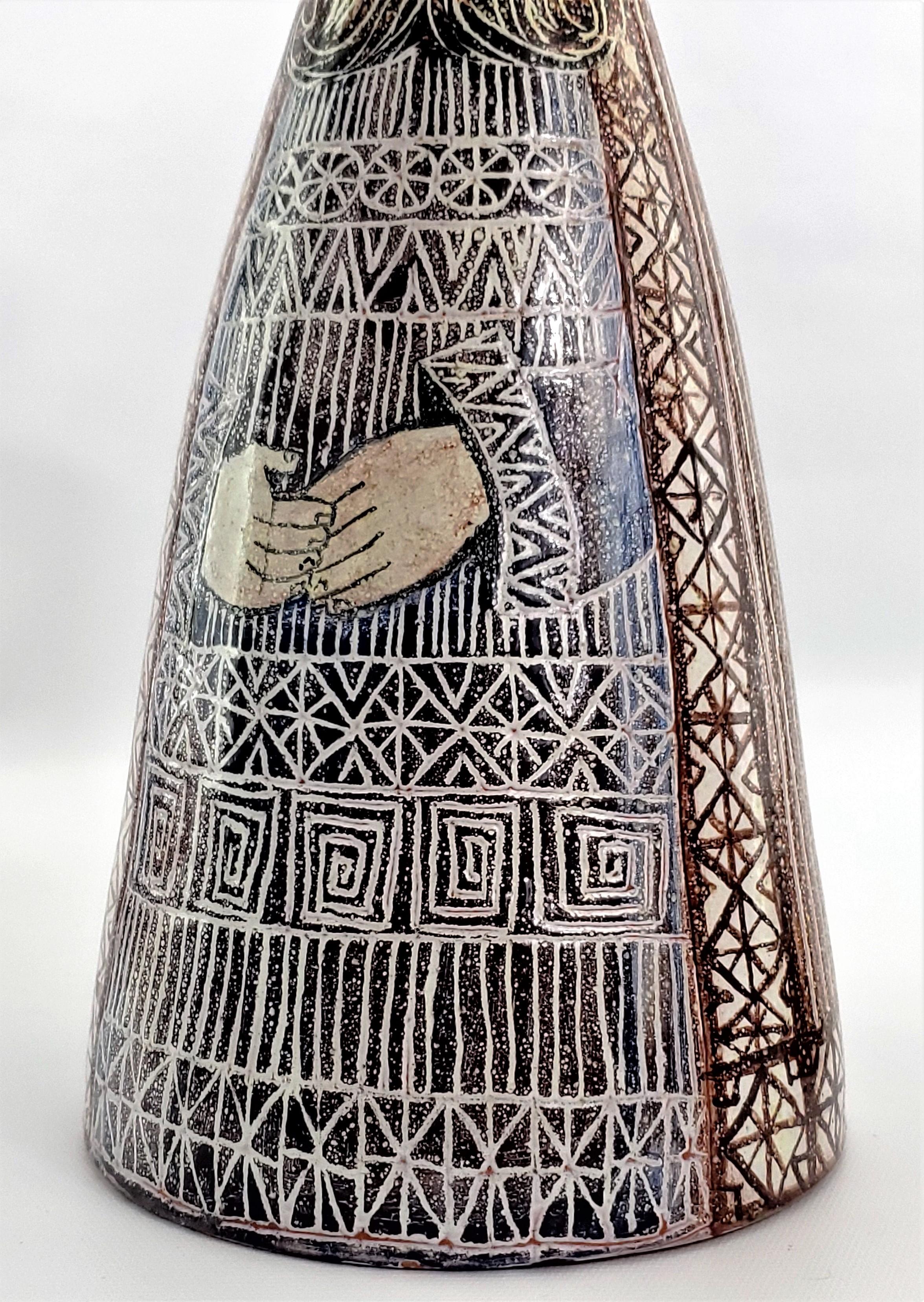 1960er Jahre Spanisch Alfaraz Terrakotta Hand gemalt dekorative Wasserkrug signiert im Angebot 1