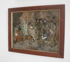 1960s Spanish Andalusia Flamenco Fiesta People Painting on Glass