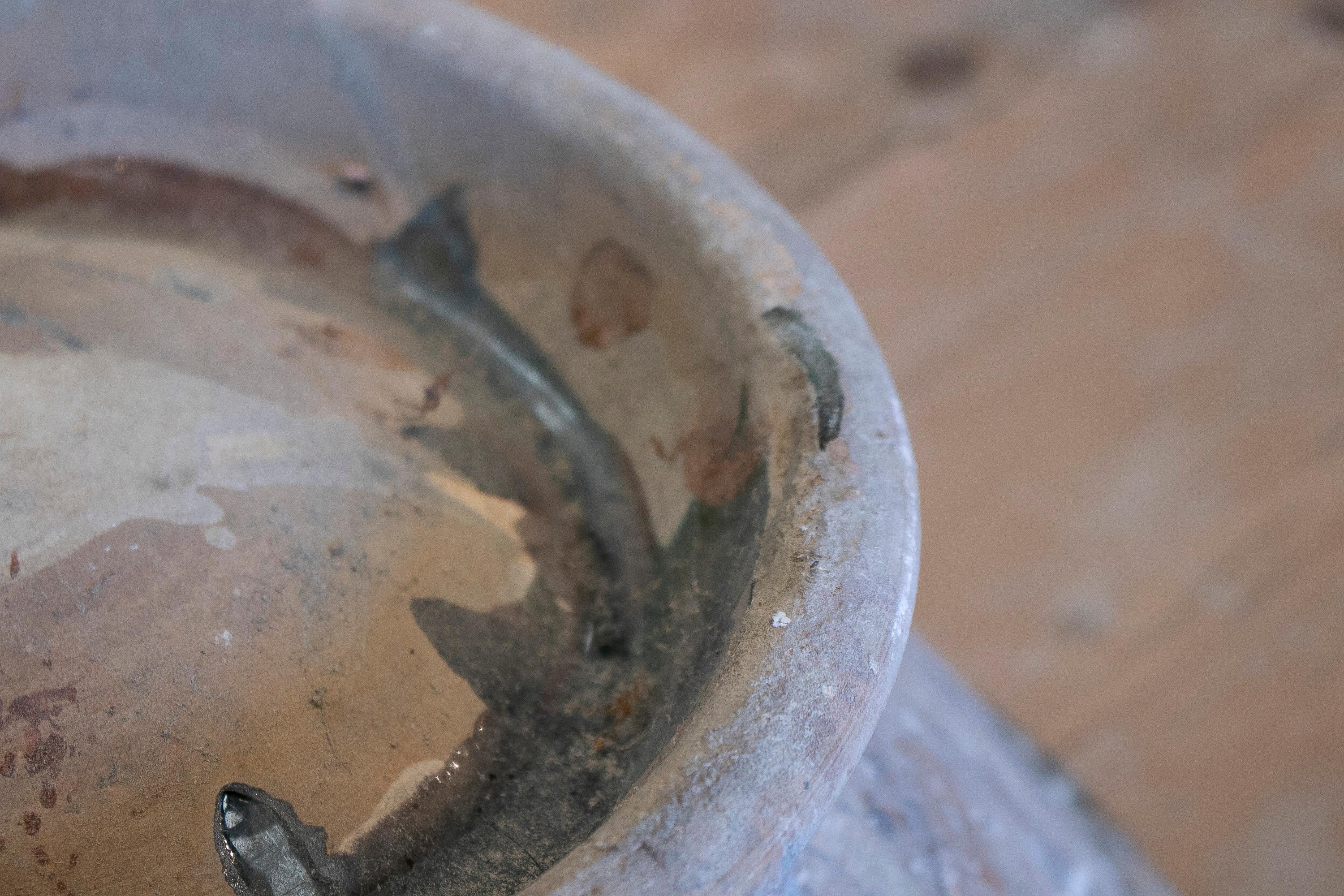 1960s Spanish Blue Glazed Ceramic Bowl 12