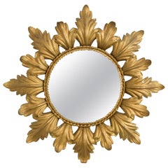 1960s Spanish Metal Leaf Sunburst Mirror