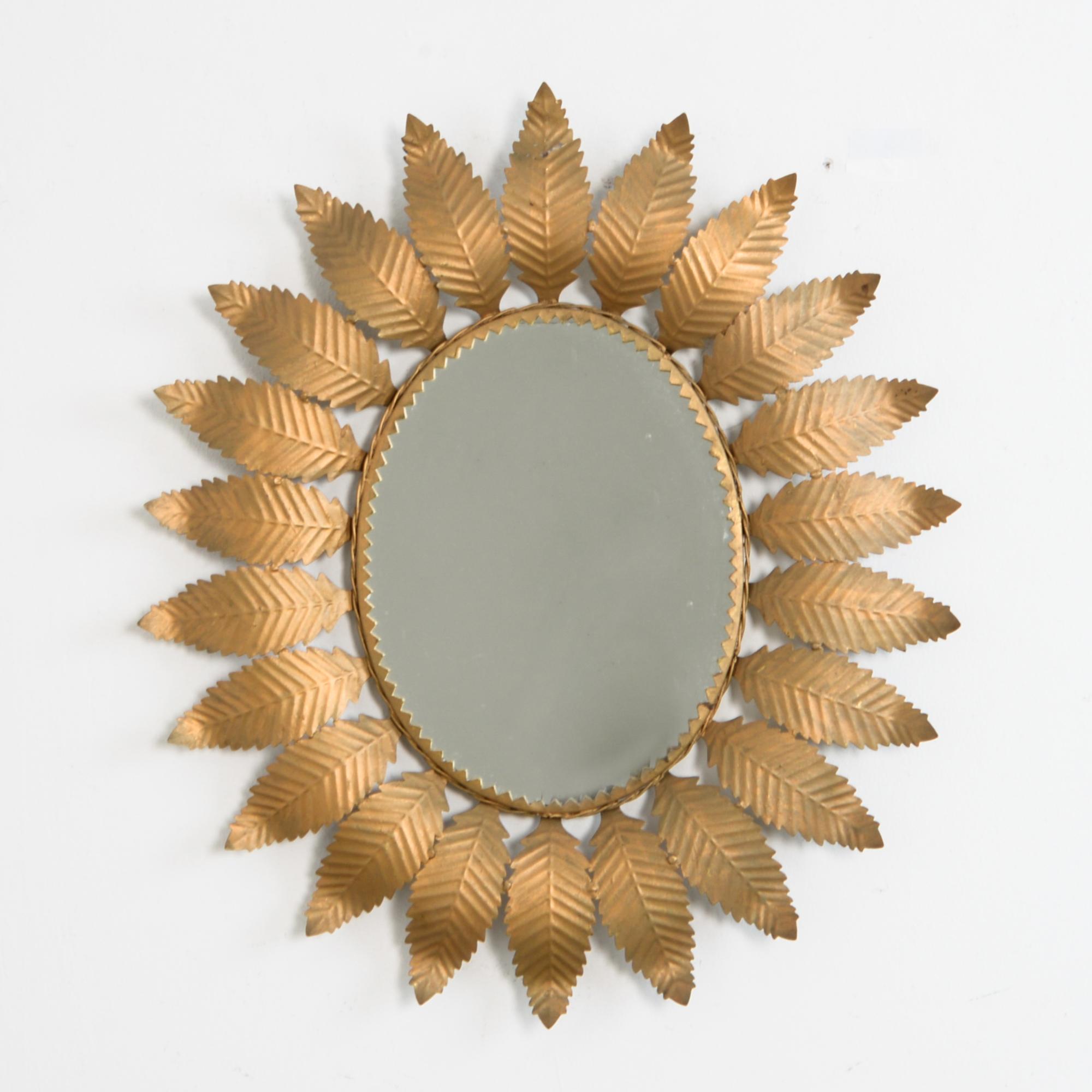 Italian 1960s Spanish Metal Sunburst Mirror