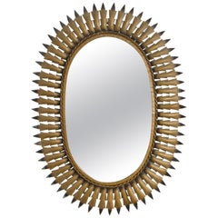 Vintage 1960s Spanish Metal Sunburst Mirror