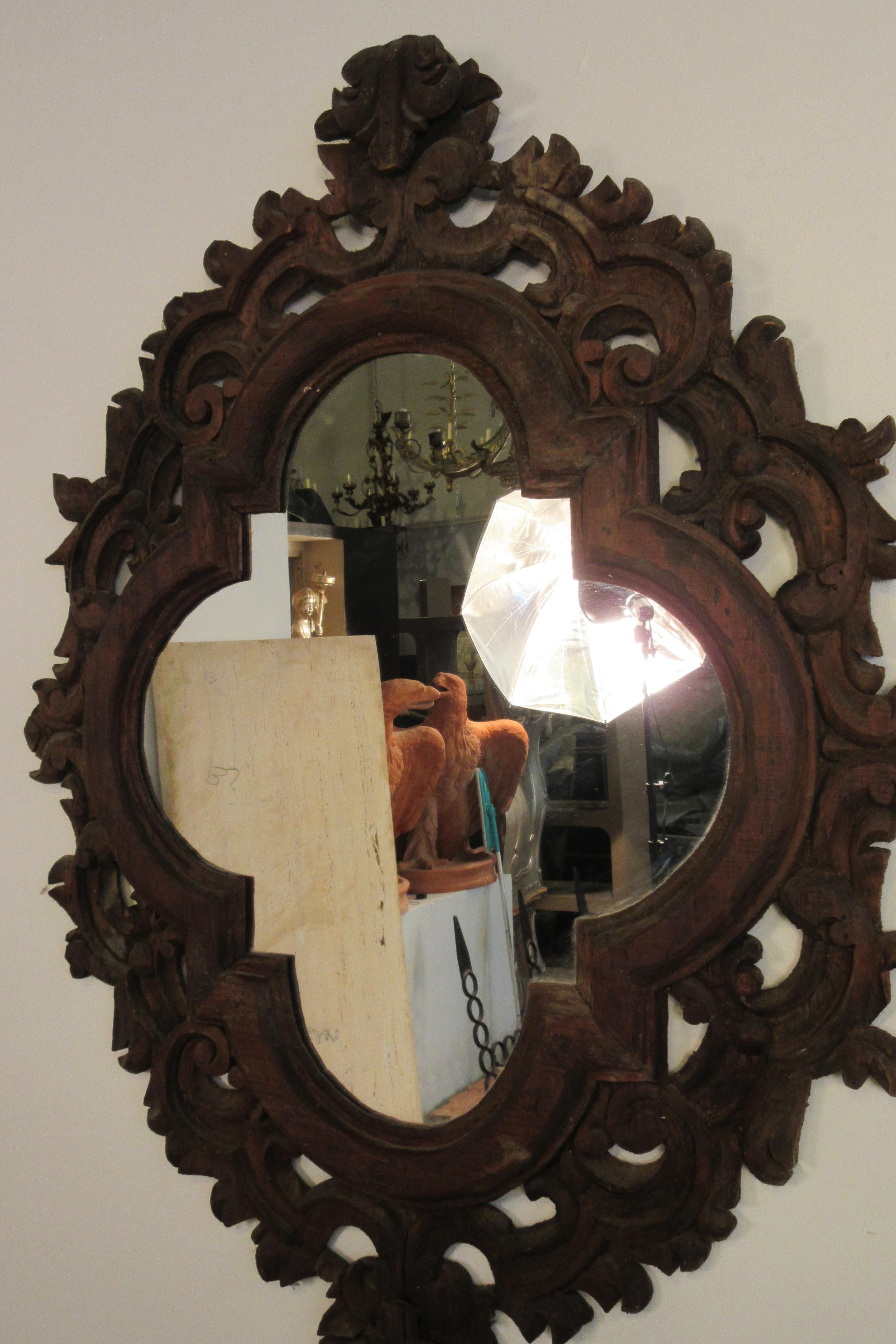 1960s Spanish Carved Wood Mirror 1