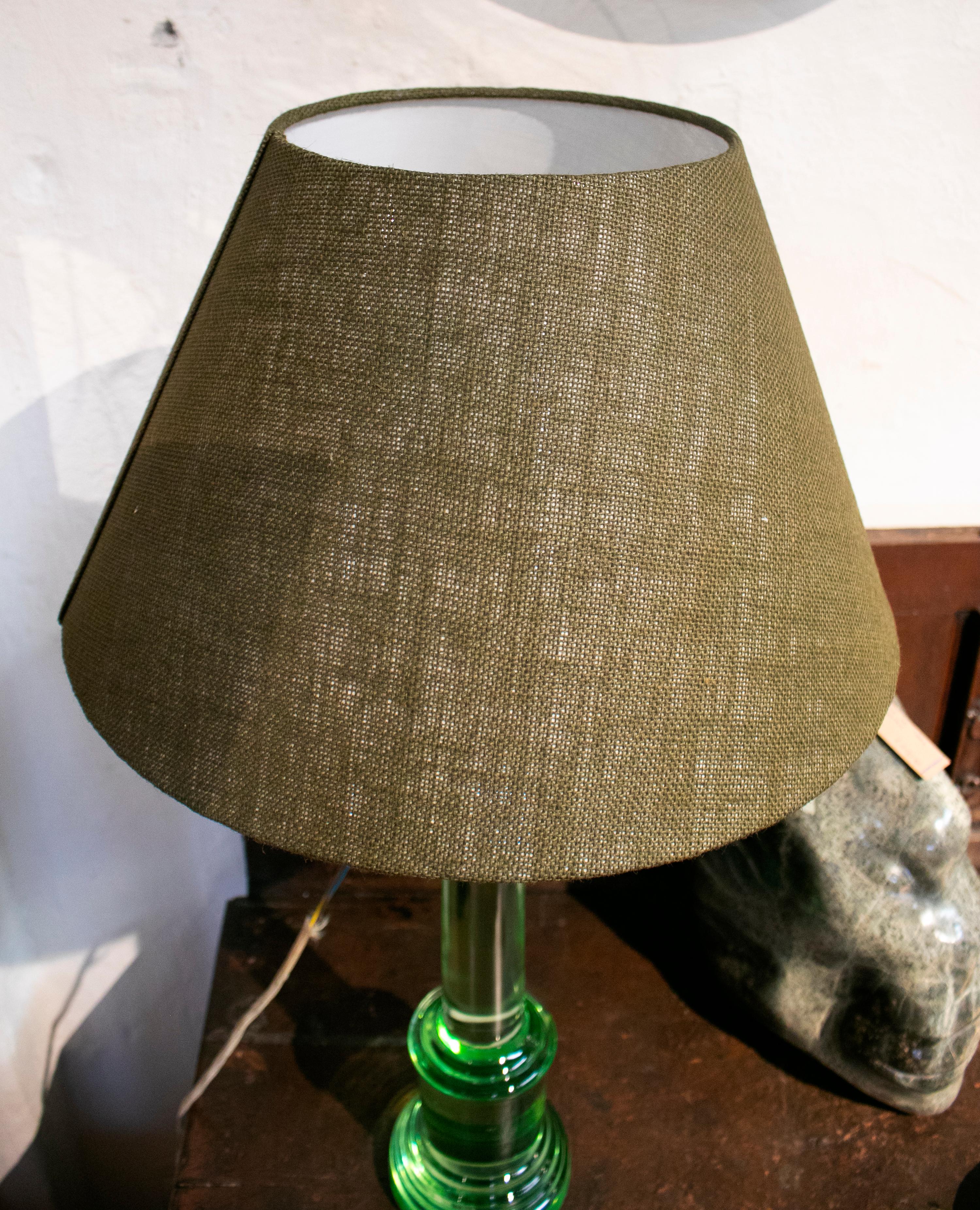 1960s Spanish Crystal Table Lamp with Shade 1