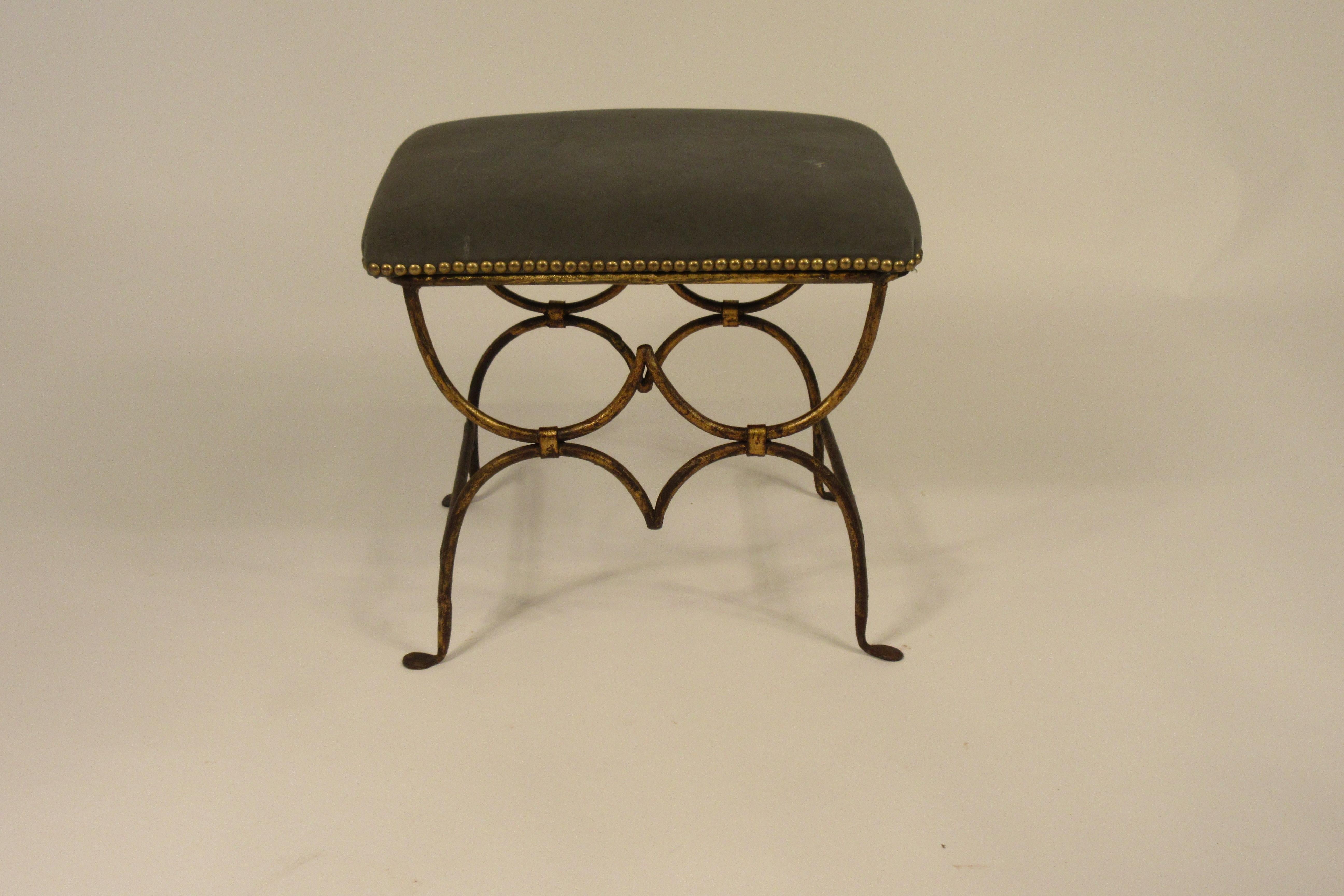 1960s Spanish Gilt Iron Bench In Good Condition In Tarrytown, NY