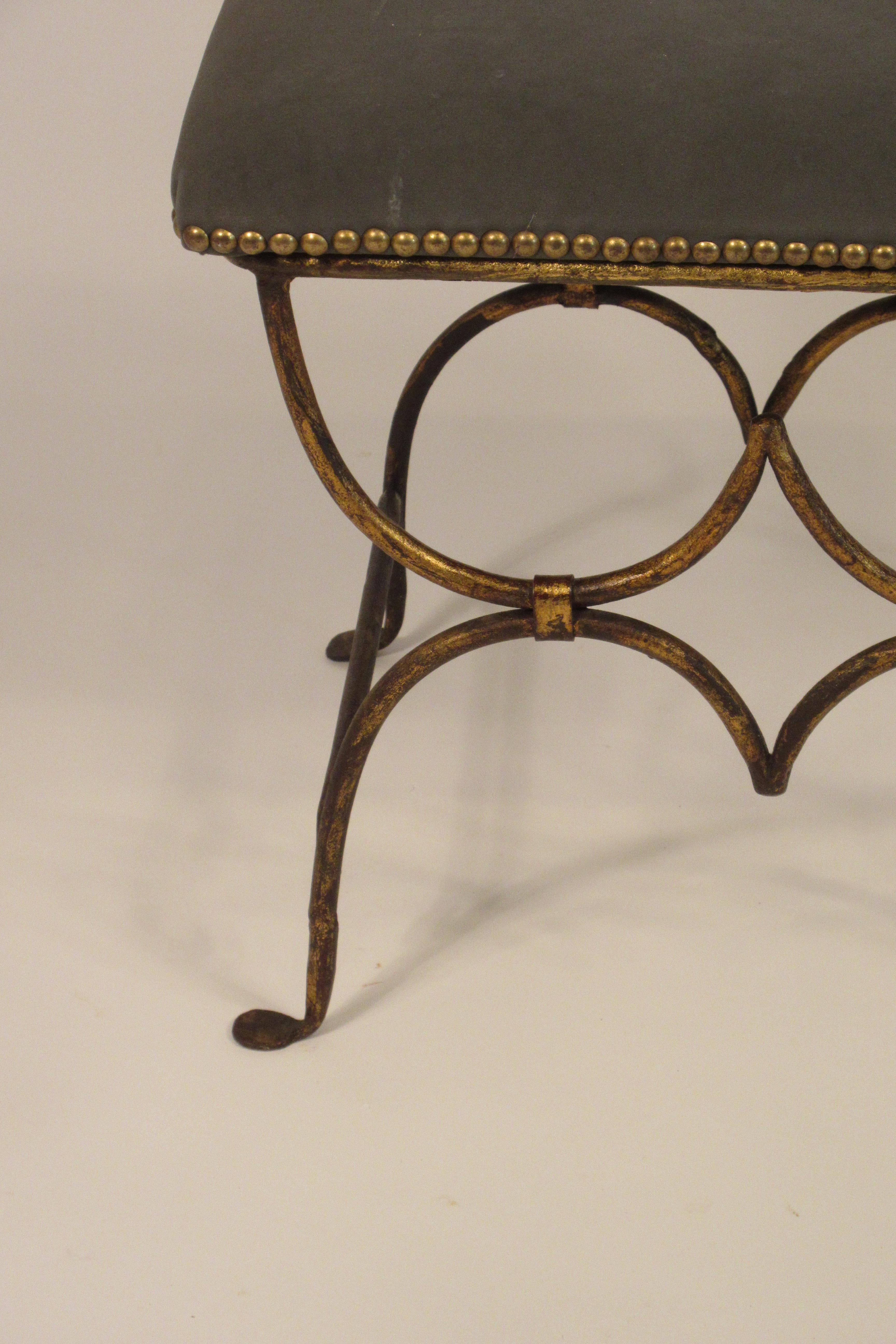 1960s Spanish Gilt Iron Bench 1