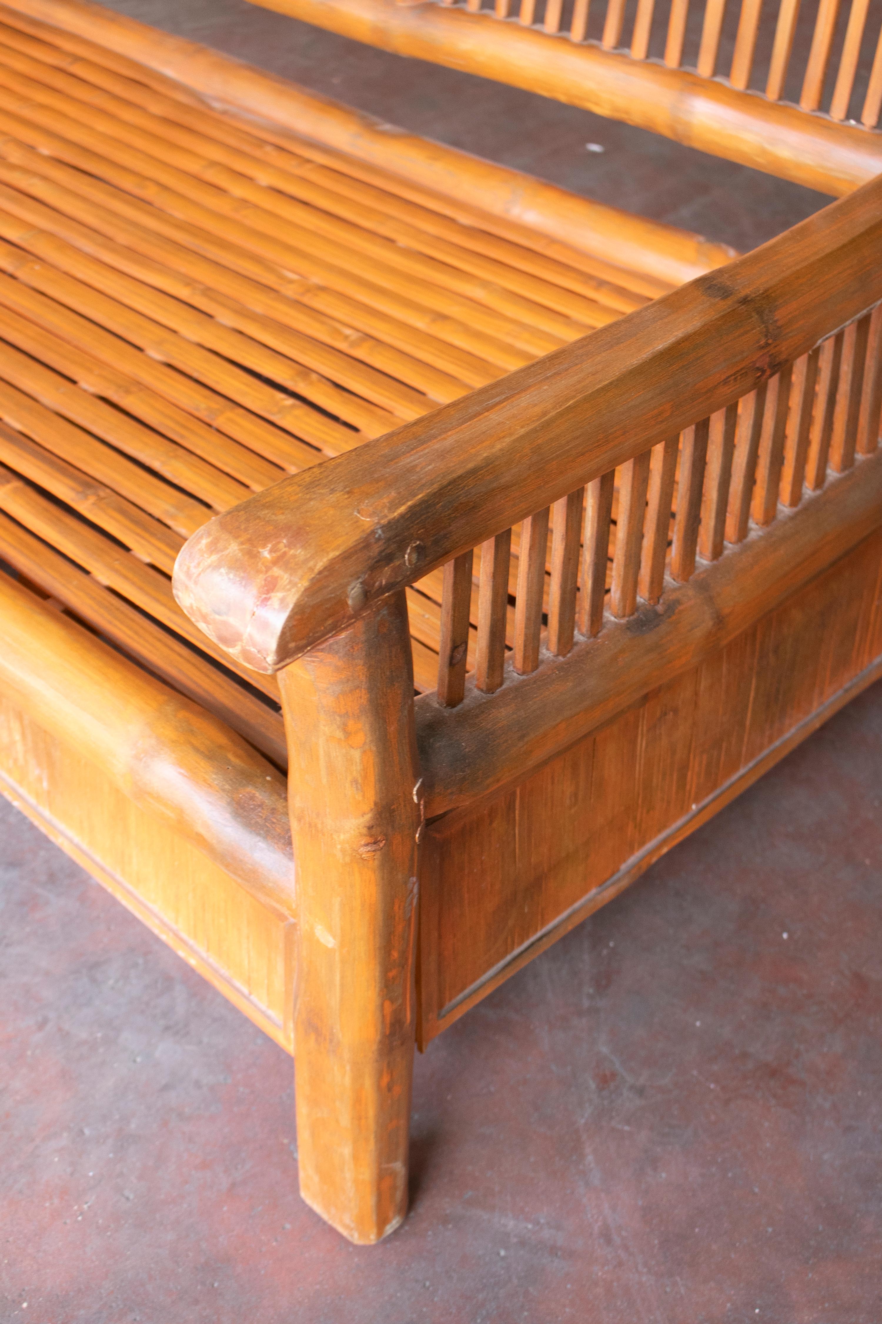 1960s Spanish Handmade Bamboo Sofa For Sale 3
