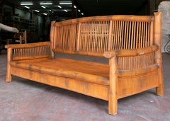 1960s Spanish Handmade Bamboo Sofa