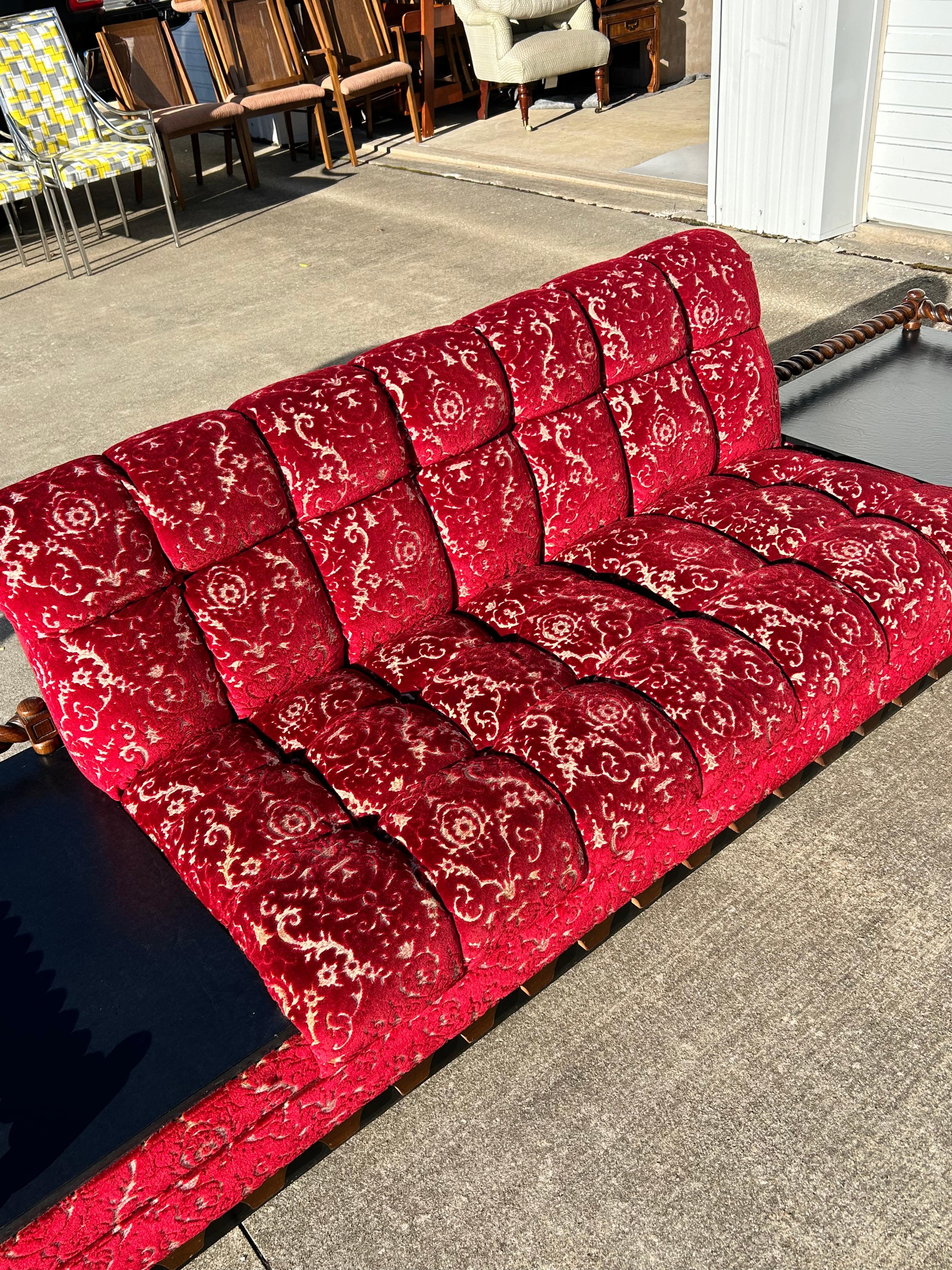 Spanish Revival Mid-Century Modern Sectional styled in the manner of Adrian Pearsall's Strictly Spanish Sofa.  This is a great condition three piece sectional ready for everyday living.

Bring some Spanish Revival to your home in the way of extra