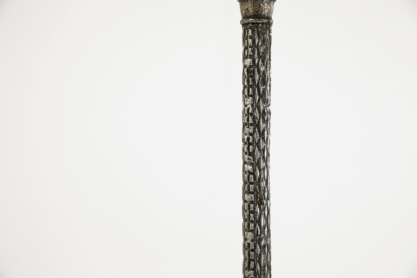Mid-20th Century 1960s Spanish Silvered Wrought Iron Floor Lamp For Sale