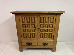 1960s Spanish Style Brutalist Carved Oak Cupboard or Cabinet