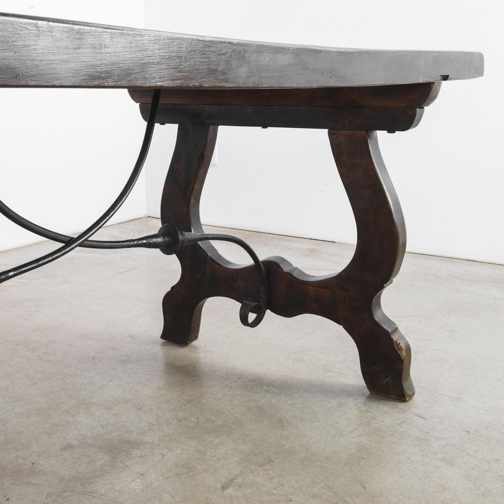 Iron 1960s Spanish Style Wooden Dining Table
