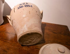 1960s Spanish White Glazed Ceramic Jar with Lid