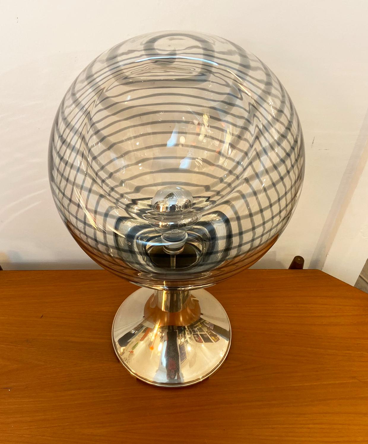 1960s Spectacular by Seguso for  Venini  Murano Glass and Pure Silver Table Lamp 1