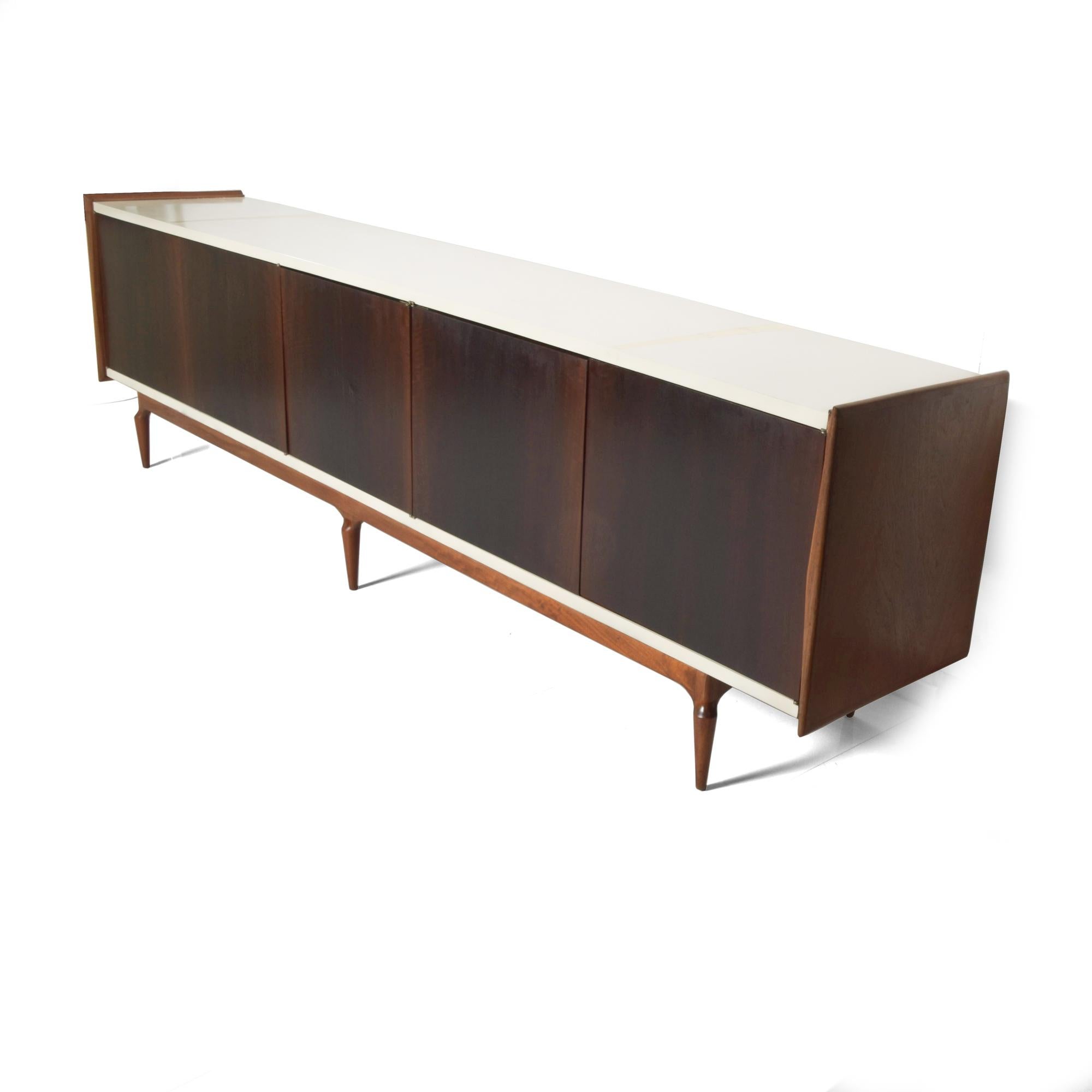 1960s Magnificently Long Credenza Two Tone Lacquer & Wood Monterrey, Mexico In Good Condition For Sale In Chula Vista, CA