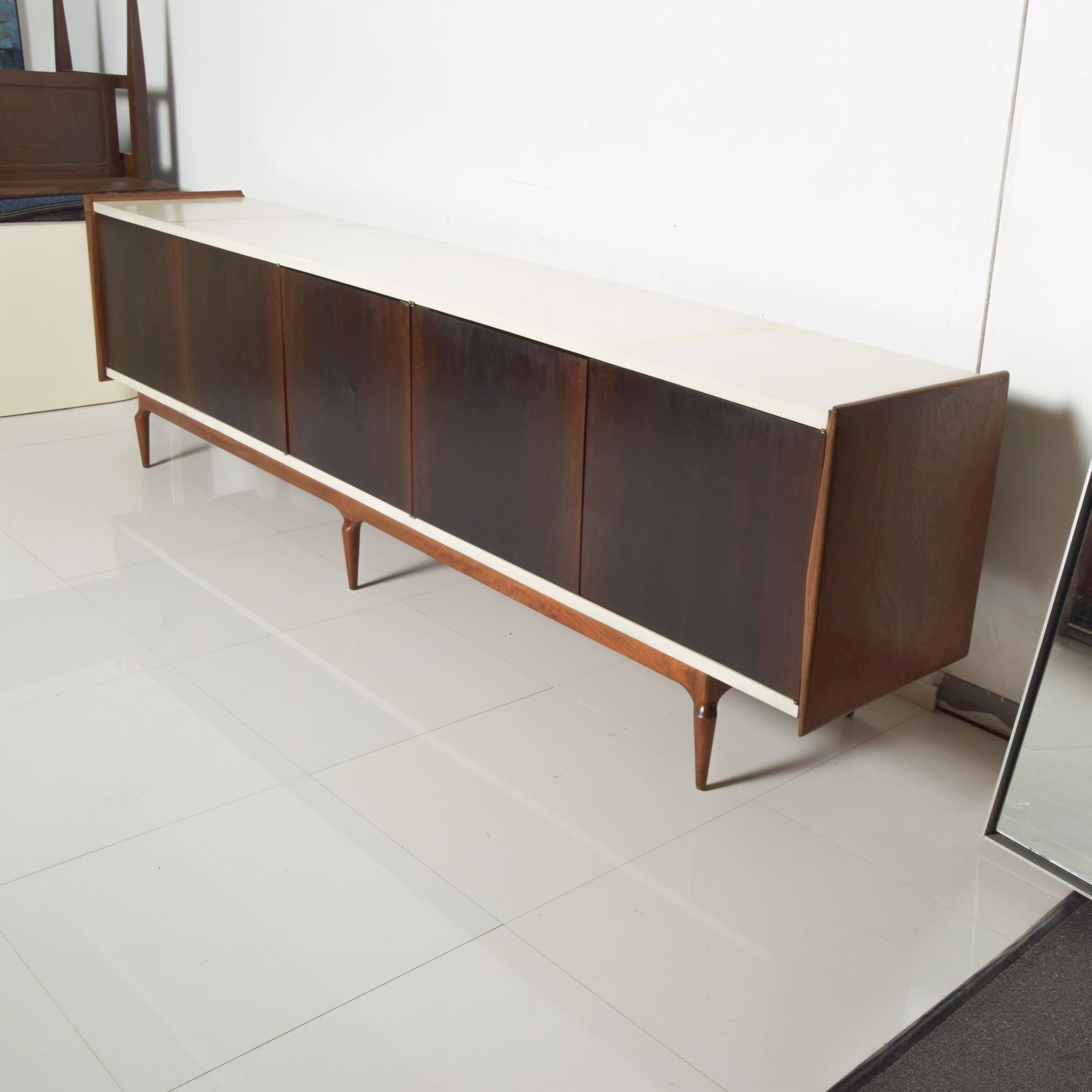 Mid-20th Century 1960s Magnificently Long Credenza Two Tone Lacquer & Wood Monterrey, Mexico For Sale