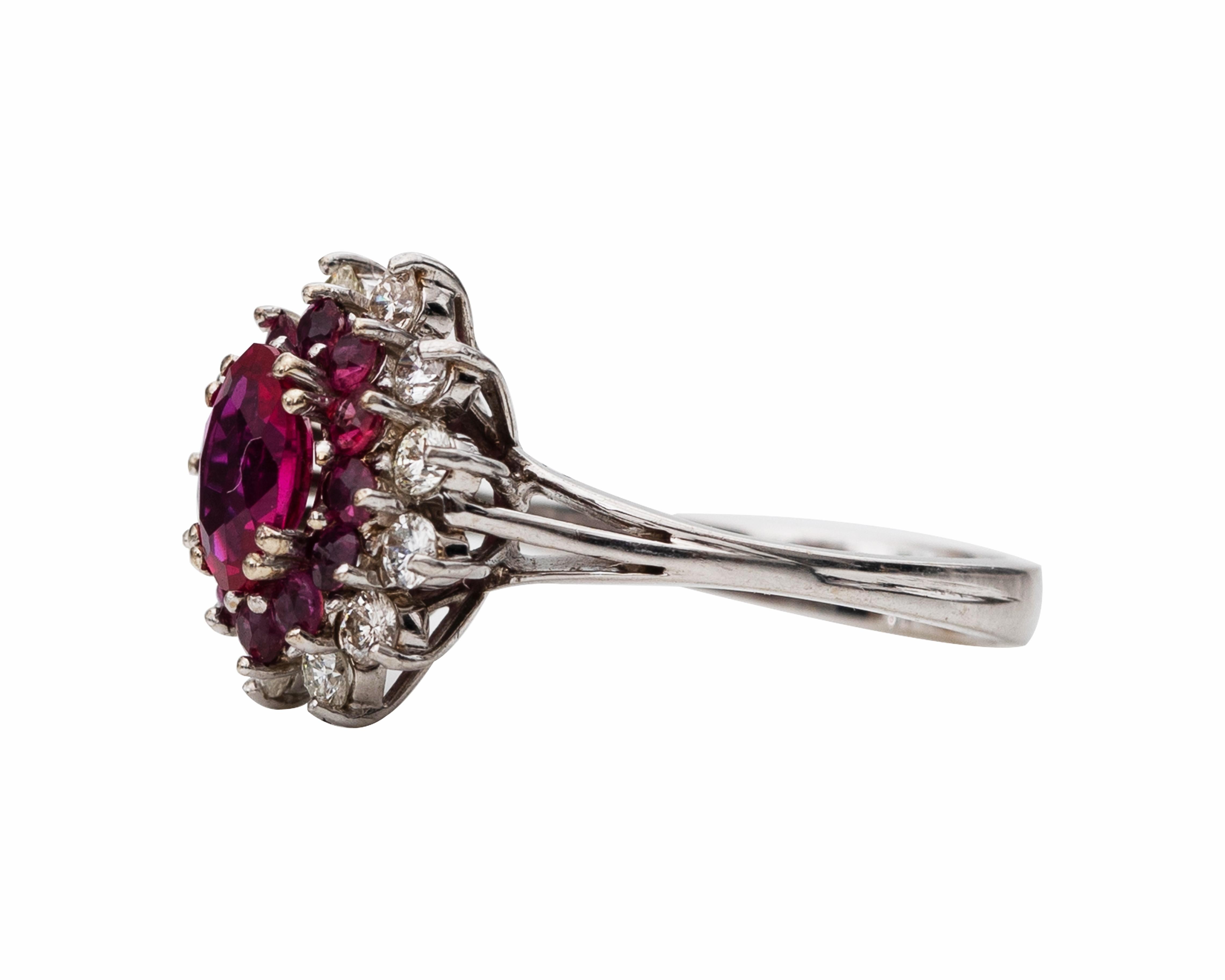 Retro 1960s Spinel, Ruby and Diamond Ring