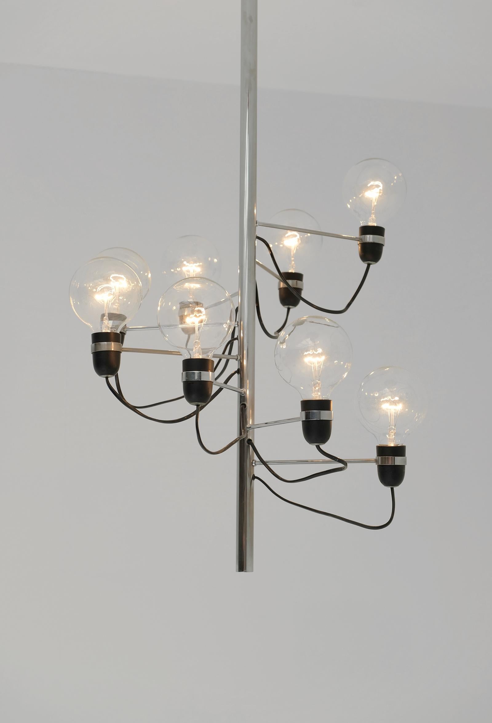 Modern 1960s Spiralling Pendant Lamp in Chrome For Sale