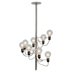 Lampada a sospensione a spirale anni '60 in cromo