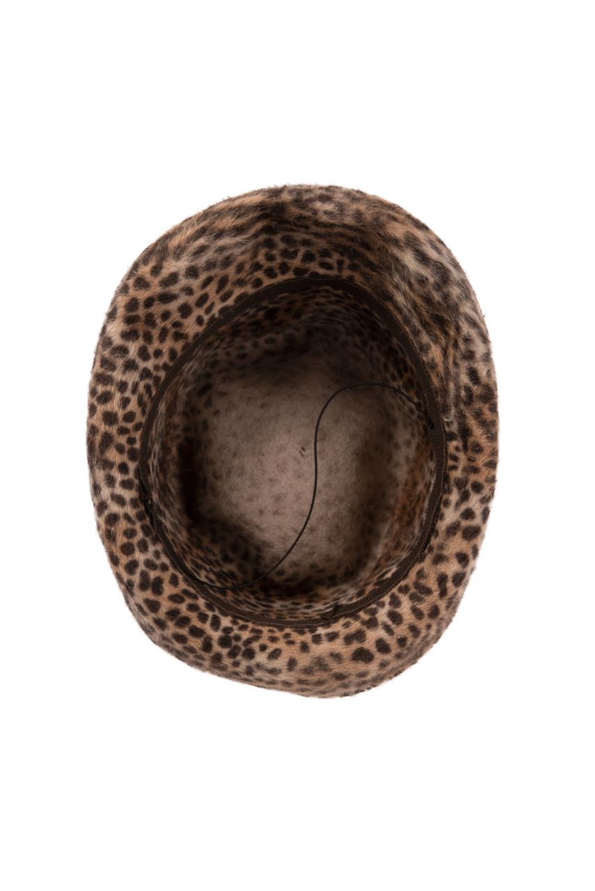 1960s Spotted Cheetah Animal Print Brown and Black Fur Felt Fedora Hat In Excellent Condition For Sale In Munich, DE