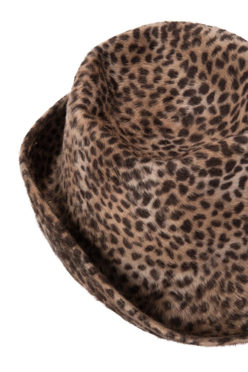 Women's 1960s Spotted Cheetah Animal Print Brown and Black Fur Felt Fedora Hat For Sale