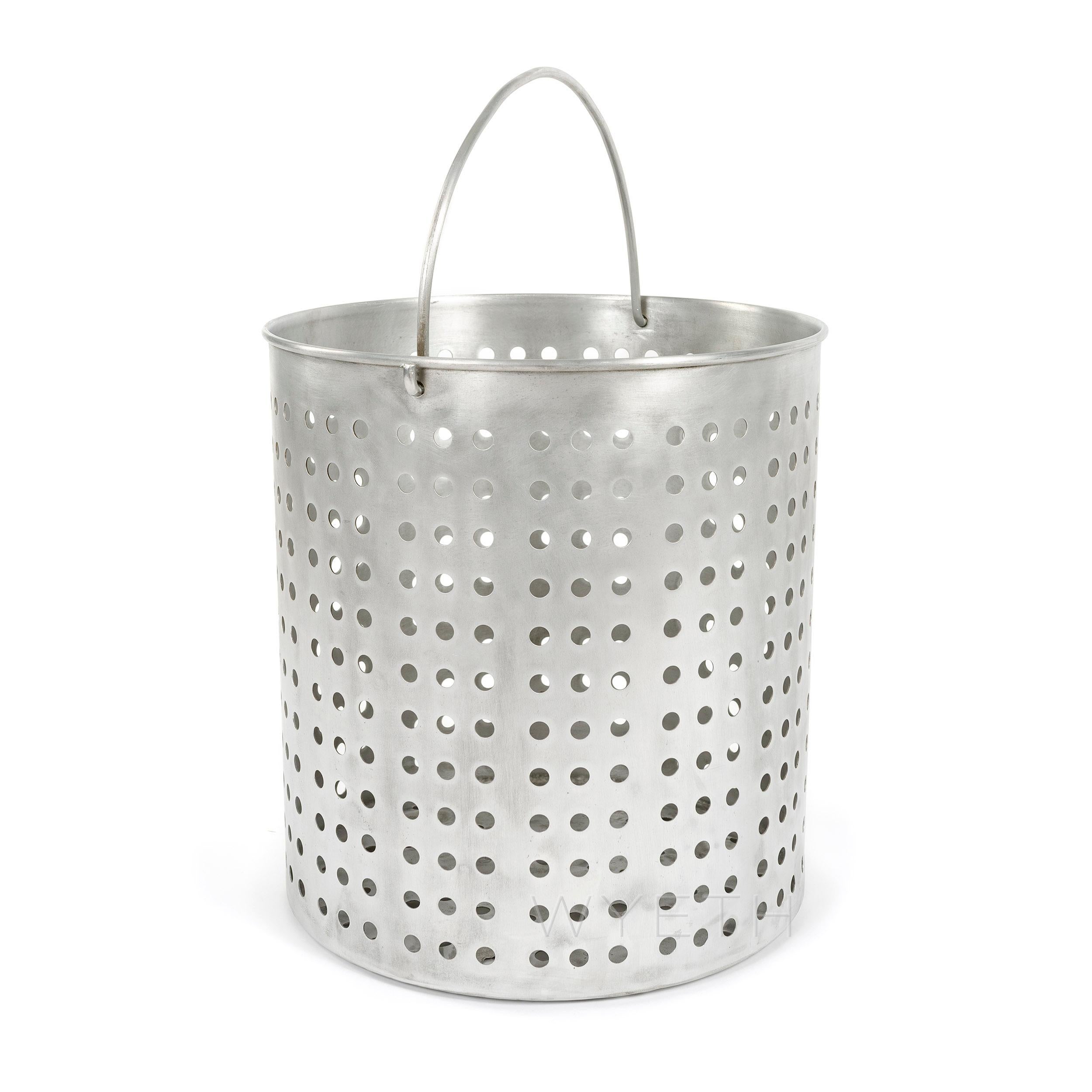 Industrial 1960s Spun Aluminum Large Perforated Basket