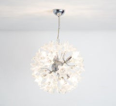 1960s Sputnik Chandelier with Glass Floral Shades