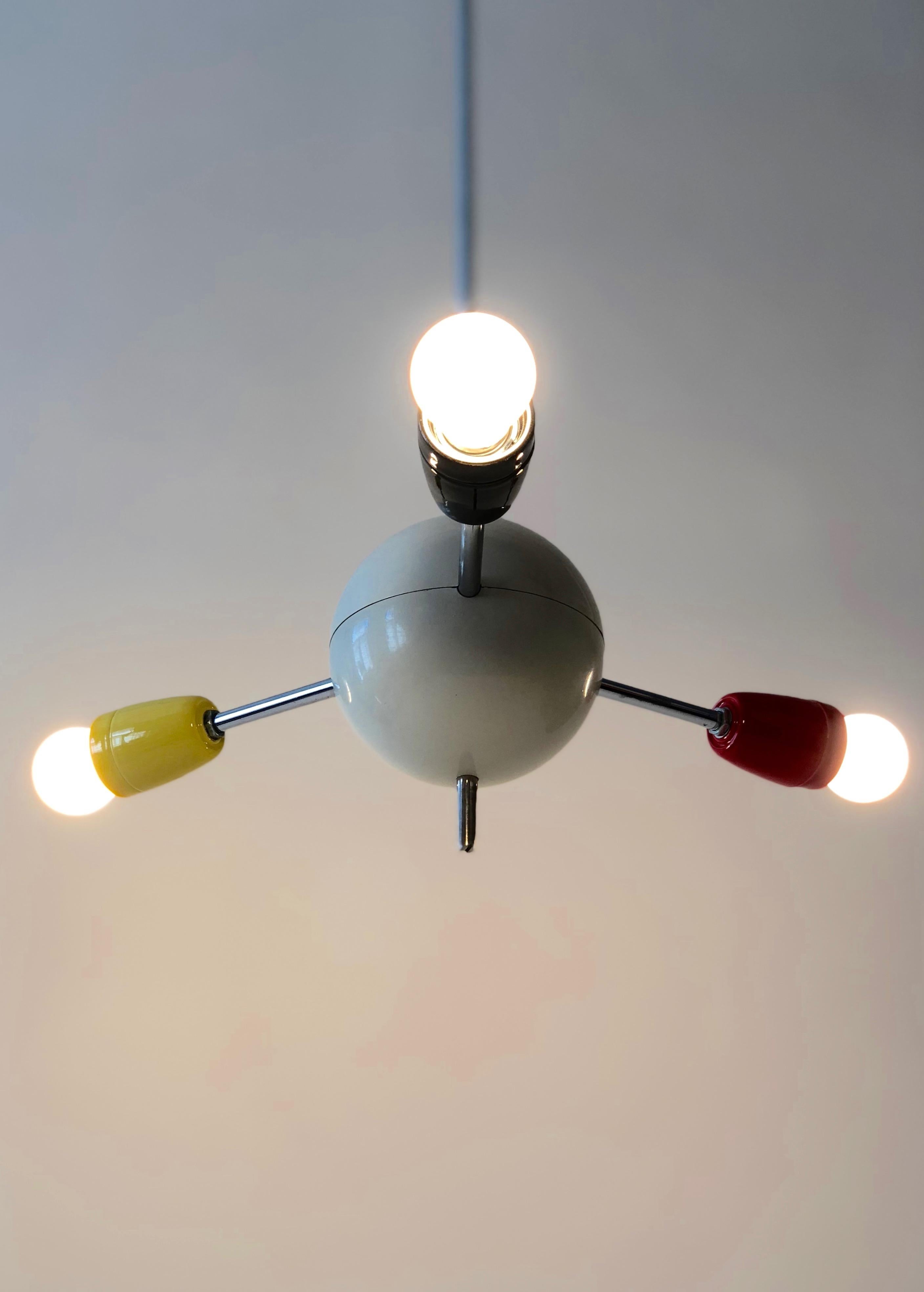 1960s Sputnik from the Czech Republic with Colored Sockets For Sale 3