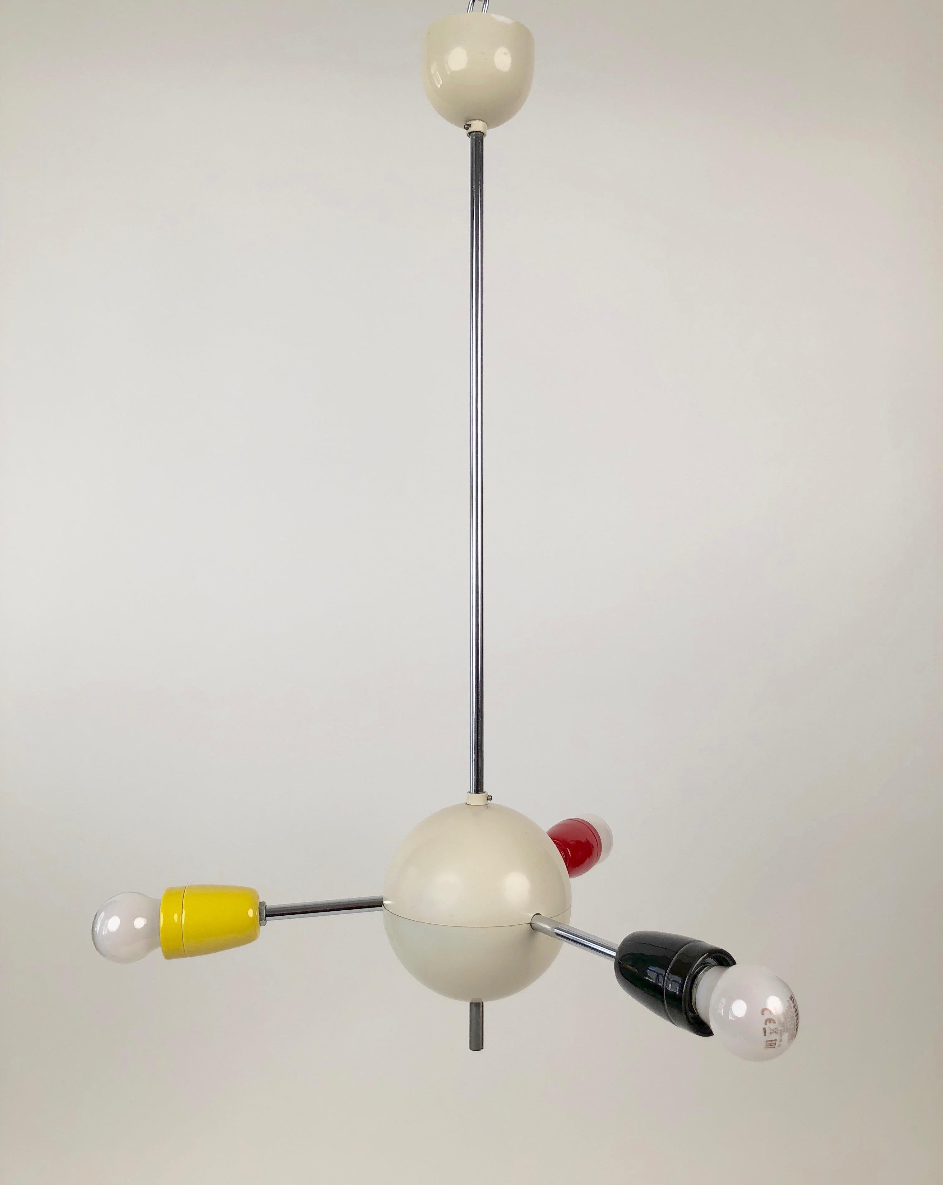Modern 1960s Sputnik from the Czech Republic with Colored Sockets For Sale