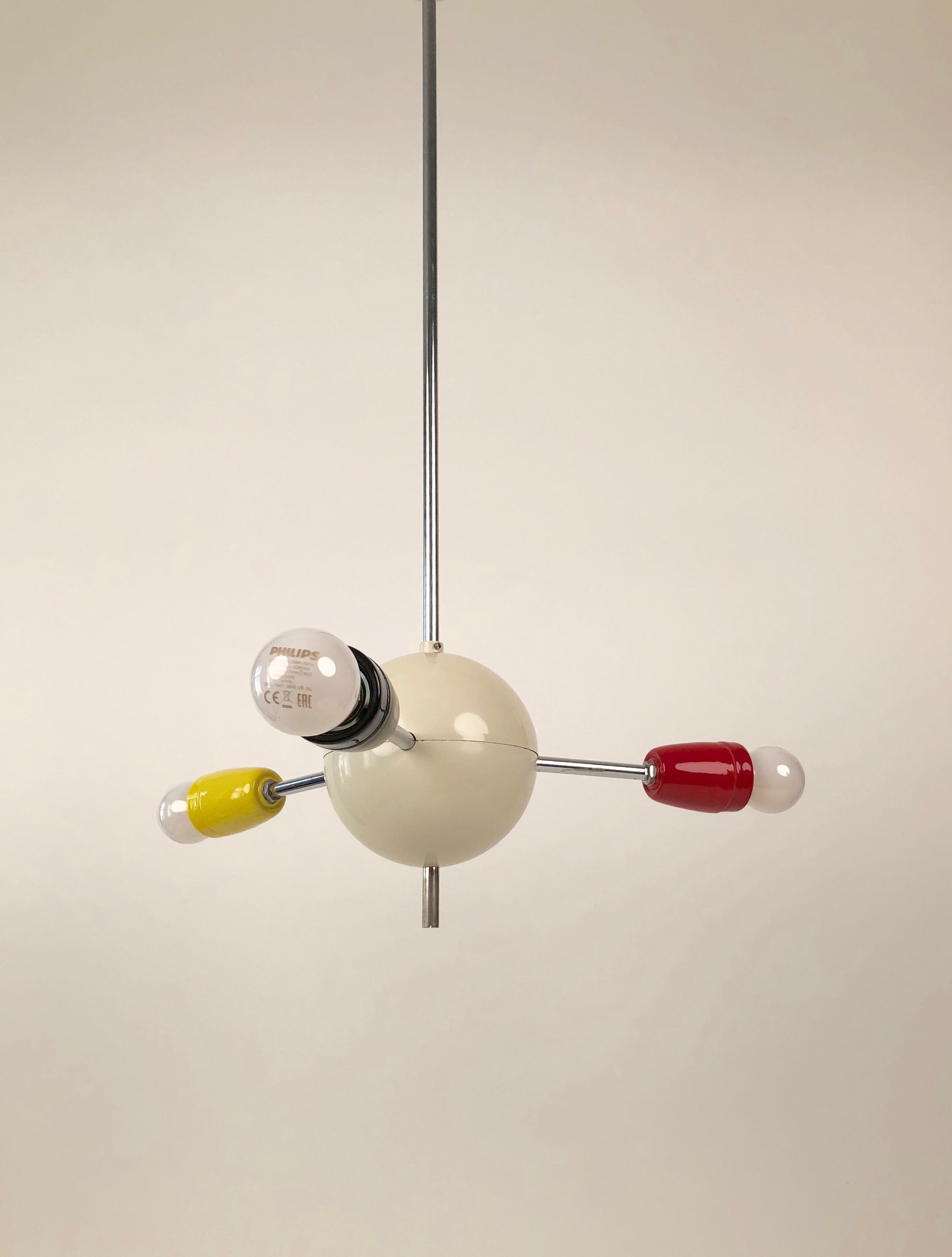 Mid-20th Century 1960s Sputnik from the Czech Republic with Colored Sockets For Sale