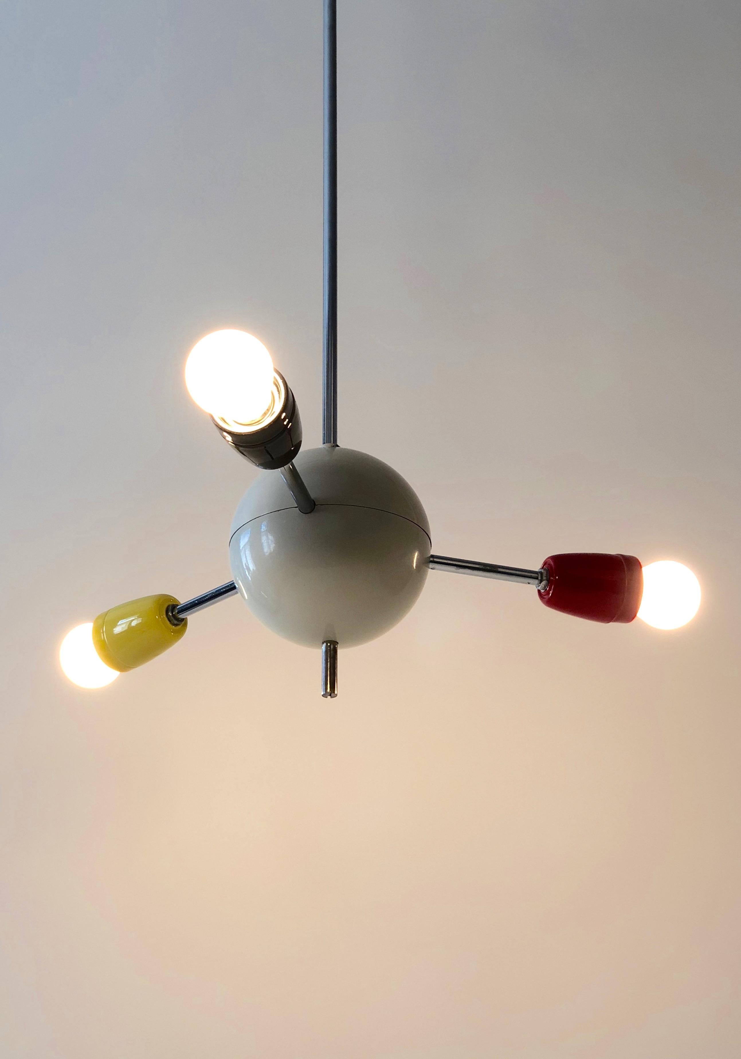 1960s Sputnik from the Czech Republic with Colored Sockets For Sale 1