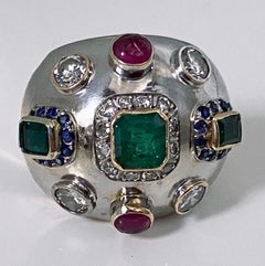 1960’s Sputnik Gold Diamond and Gemstone Ring