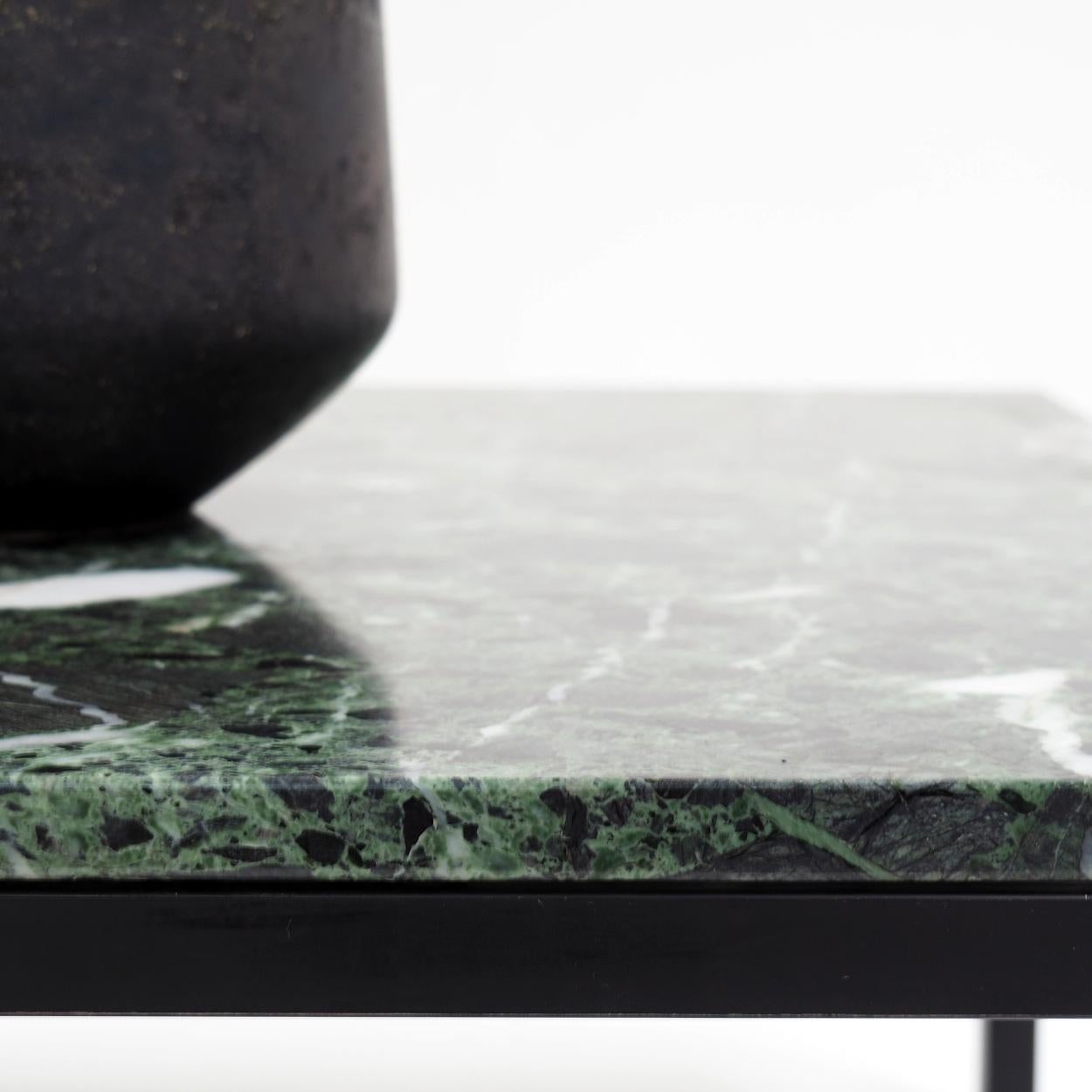 1960s Square Coffee Table with a Green Marble Top In Good Condition For Sale In Beerse, VAN