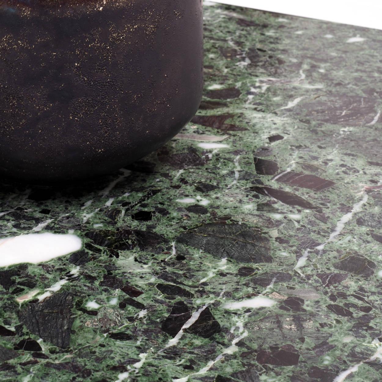 1960s Square Coffee Table with a Green Marble Top For Sale 1