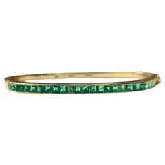 1960s Square Cut Emerald Bangle Bracelet