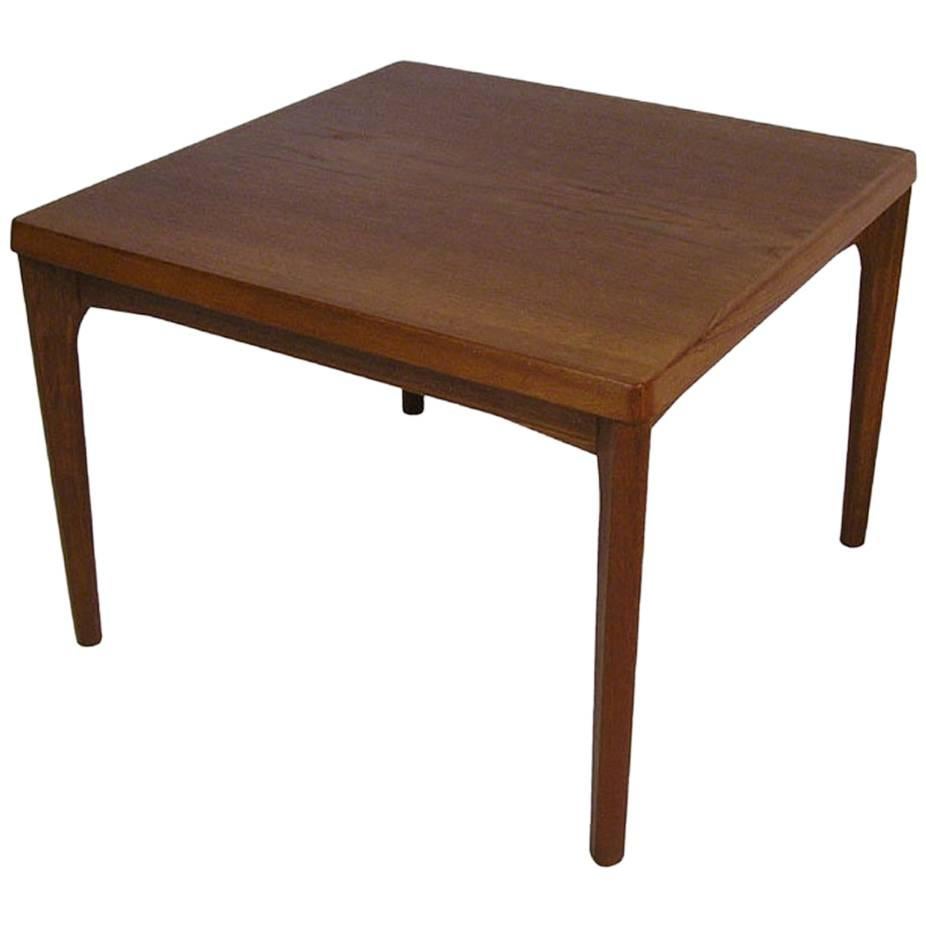 1960s Square Teak Side Coffee Table by Henning Kjaernulf, Denmark For Sale