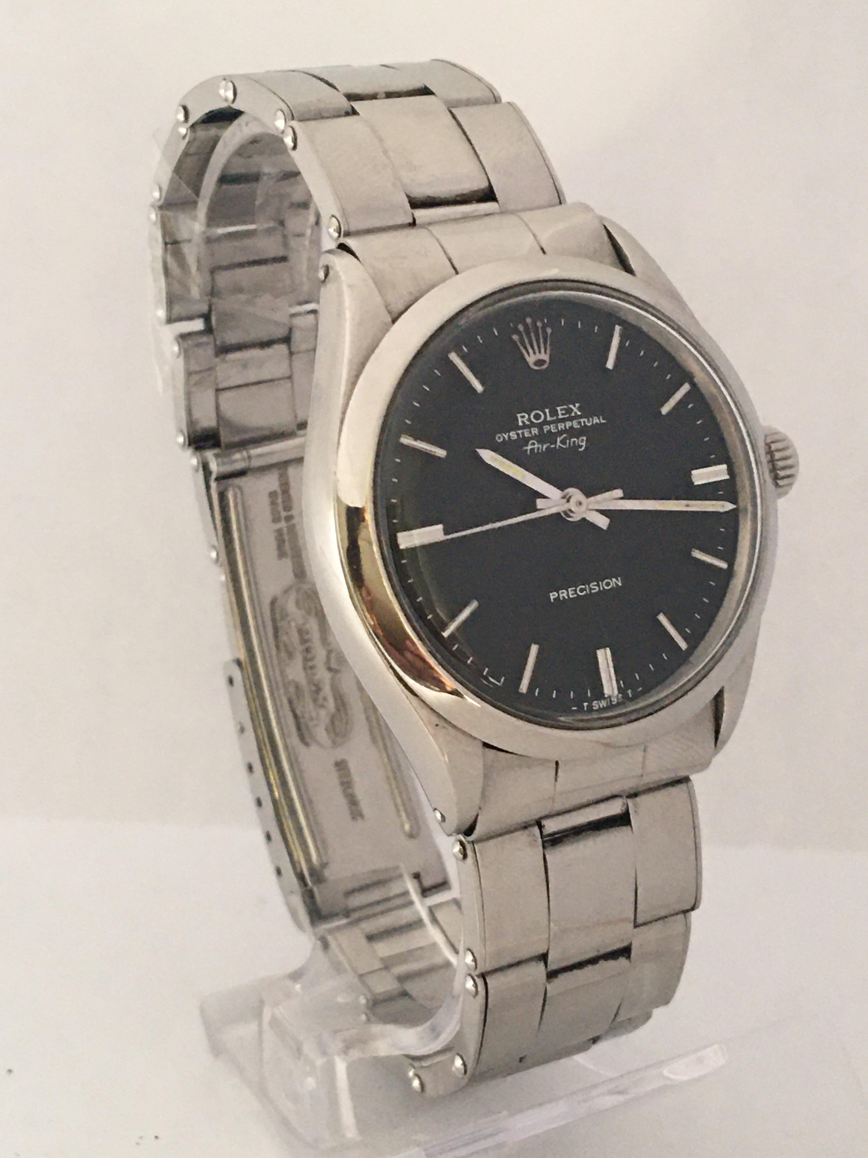 1960s SS Rolex Oyster Perpetual Air-King Precision, 1520 Mechanical Watch For Sale 4