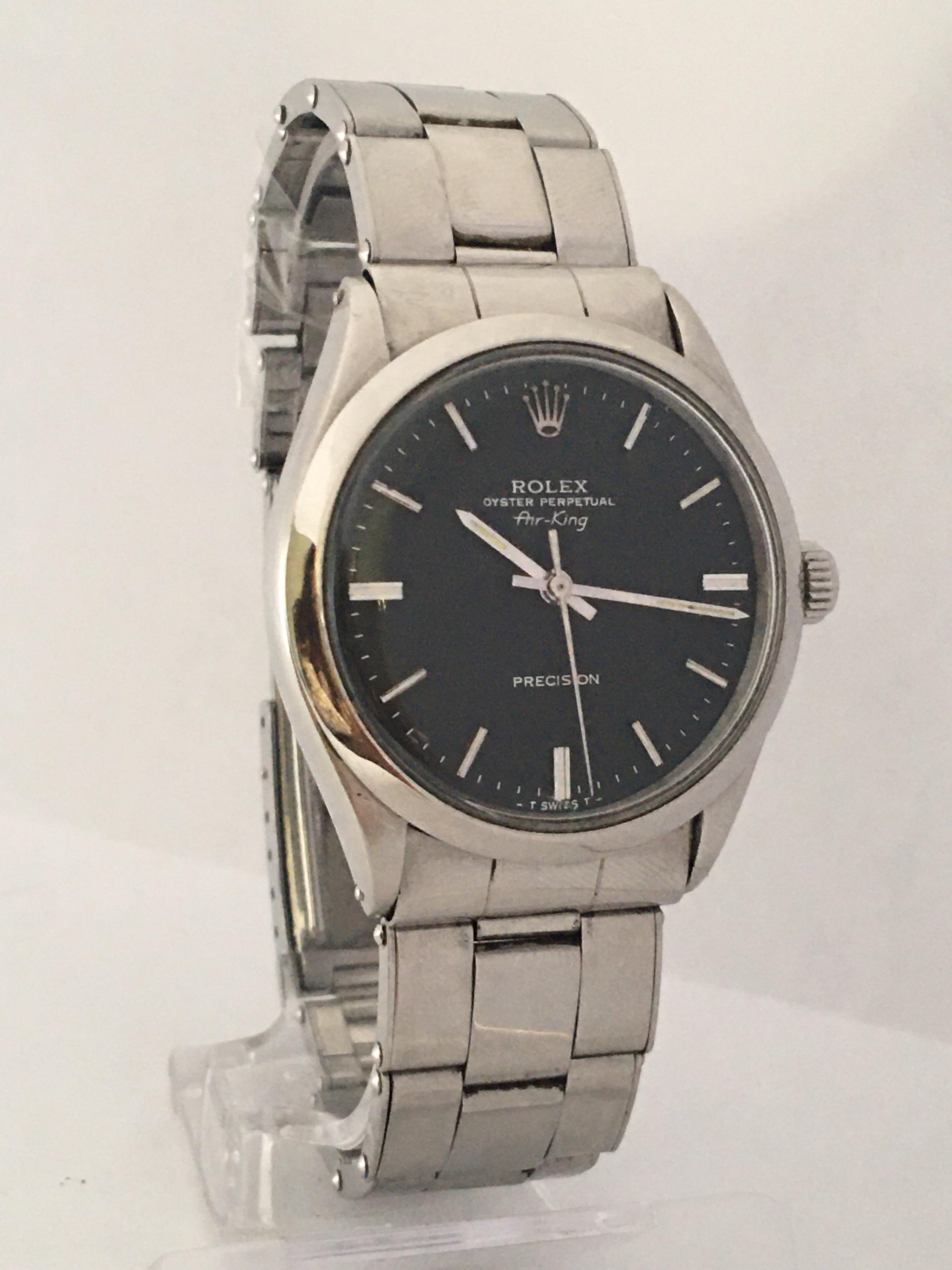 1960s SS Rolex Oyster Perpetual Air-King Precision, 1520 Mechanical Watch For Sale 5