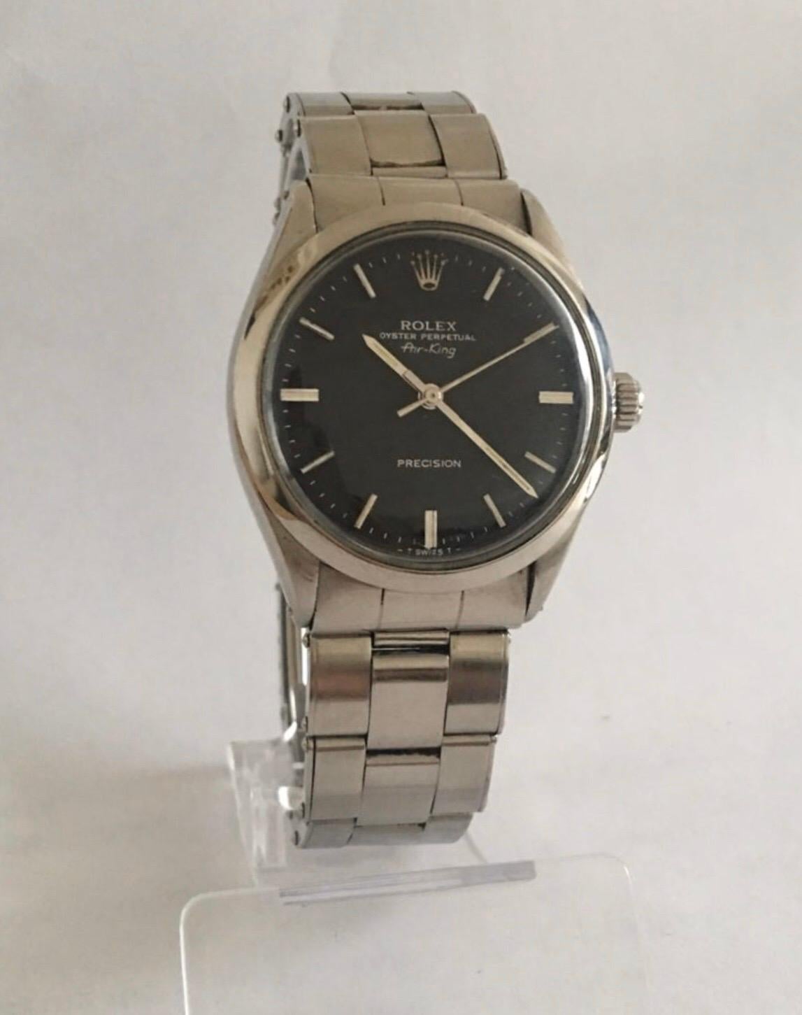 1960s SS Rolex Oyster Perpetual Air-King Precision, 1520 Mechanical Watch For Sale 13