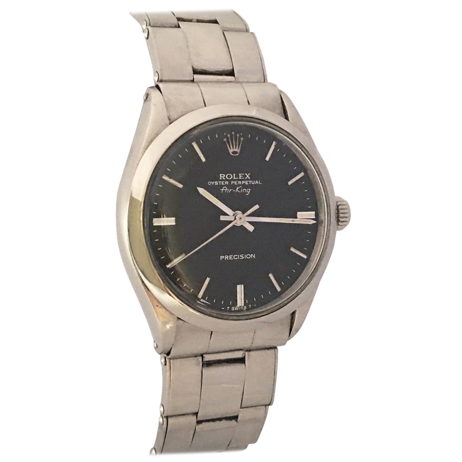 1960s SS Rolex Oyster Perpetual Air-King Precision, 1520 Mechanical Watch For Sale