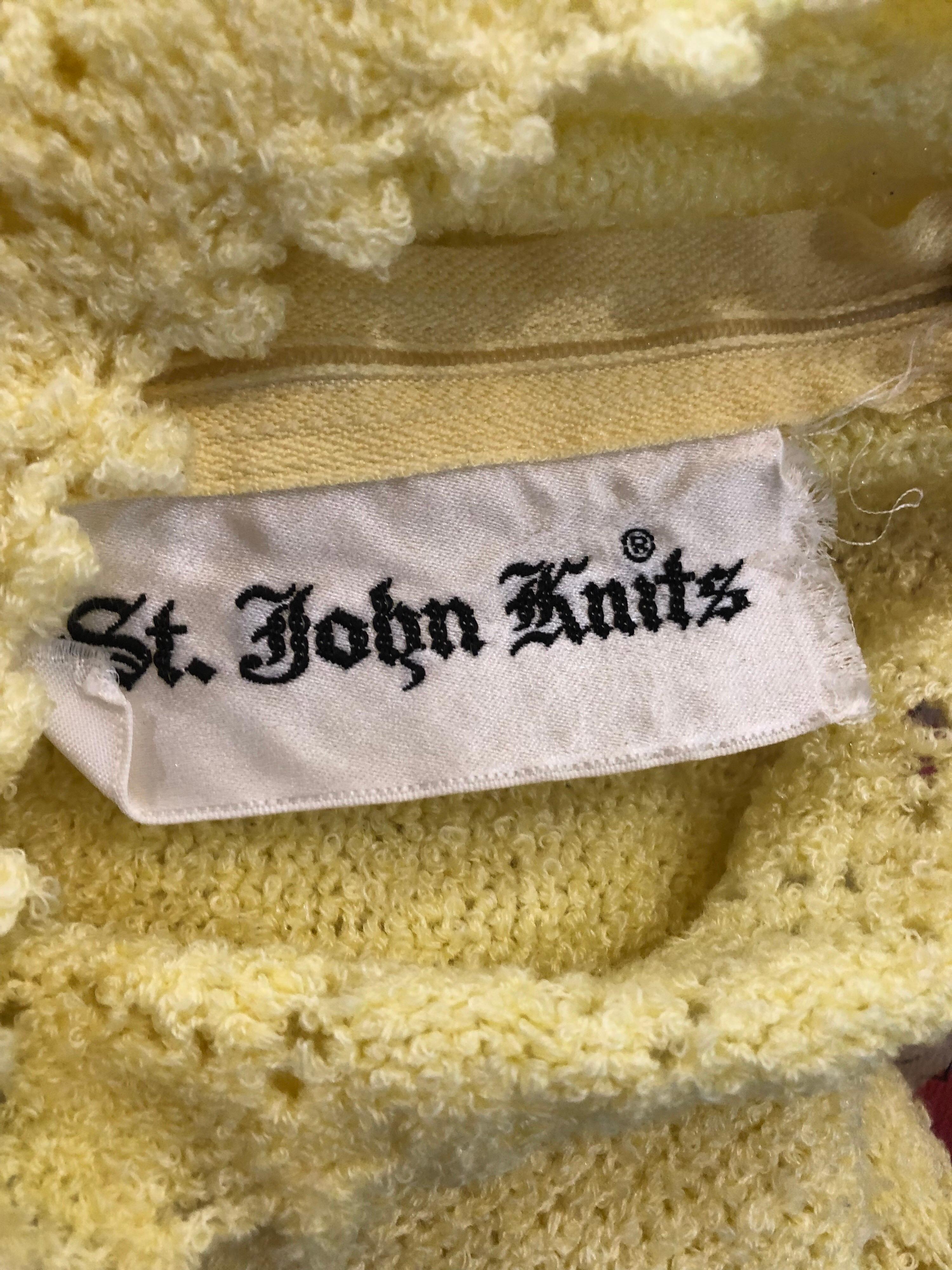 1960s St John Canary Yellow Santana Knit Mod Crochet Vintage A Line 60s Dress 7