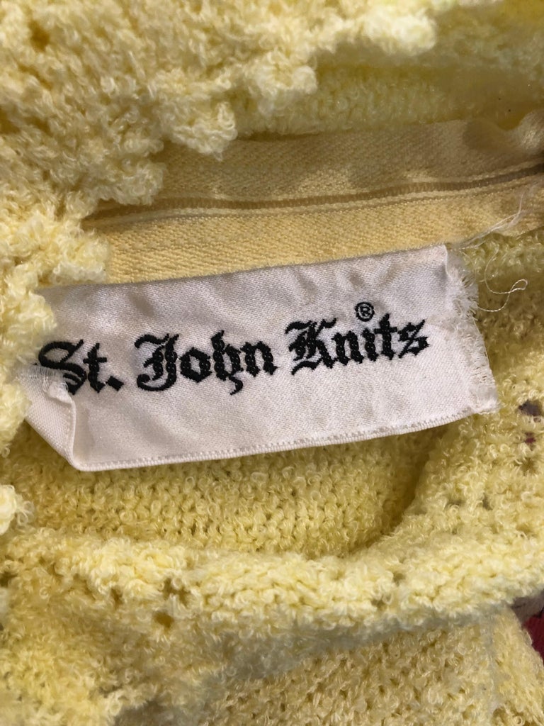 1960s St John Canary Yellow Santana Knit Mod Crochet Vintage A Line 60s Dress For Sale 10
