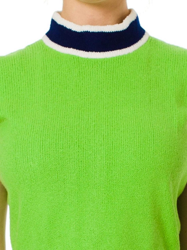 1960S ST JOHN Knit Mod Sleeveless Green Midi Dress For Sale 2