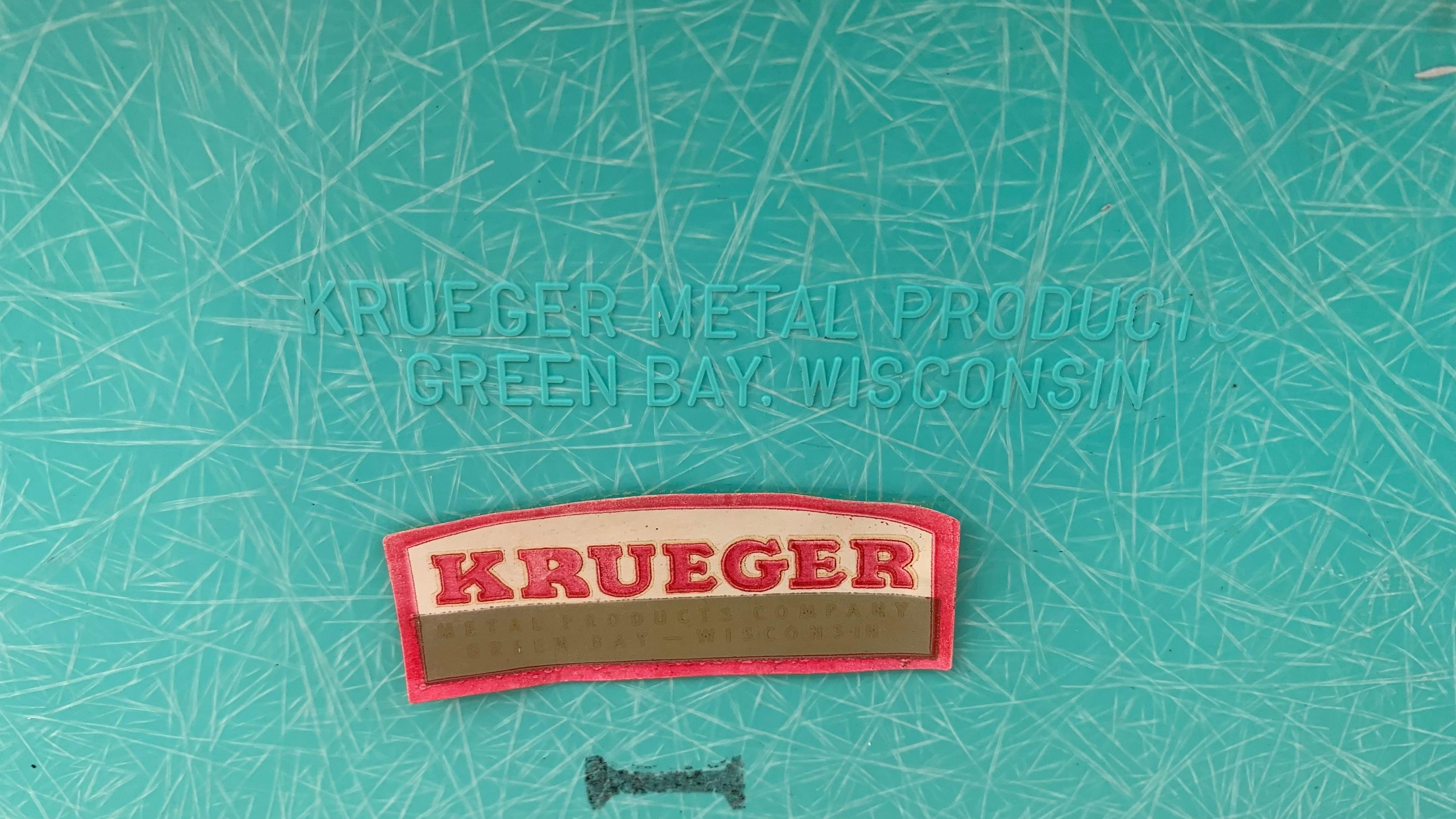 1960er Stapelstühle aus türkisfarbenem Fiberglas von Krueger Metal Products, 4er-Set im Angebot 5
