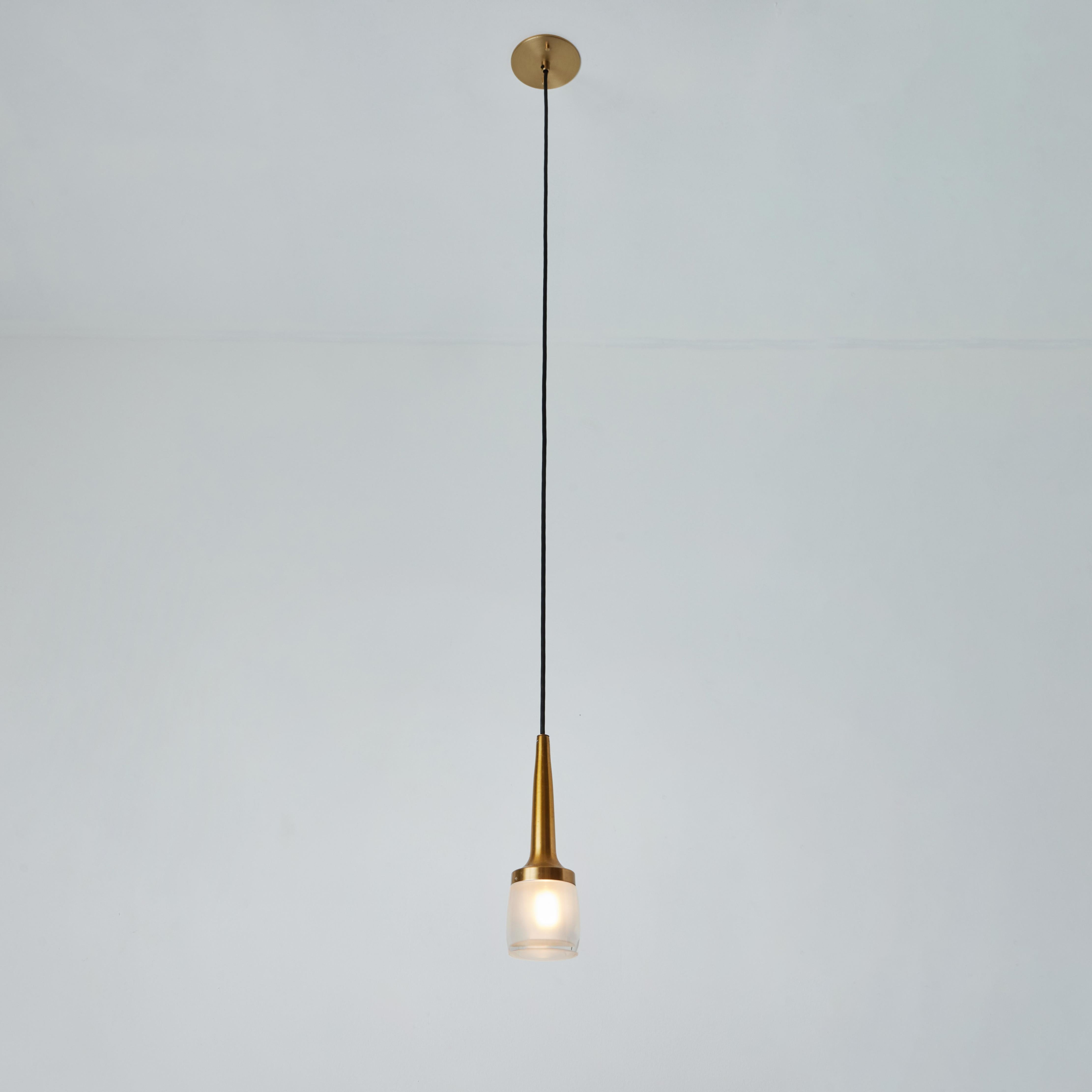 Mid-Century Modern 1960s Staff Leuchten Glass and Brass Pendants For Sale